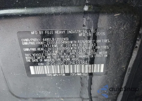 2016 Subaru Forester 2.5I Limited z USA, uszkodzony, nr VIN JF2SJARC7GH433384